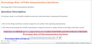 Percentage Rate of Polio Immunization Questions
