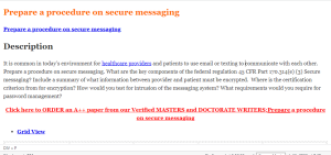 Prepare a procedure on secure messaging