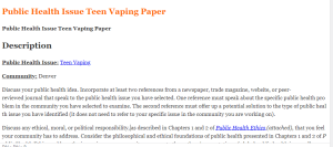 Public Health Issue Teen Vaping Paper