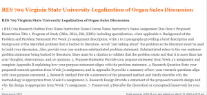 RES 709 Virginia State University Legalization of Organ Sales Discussion