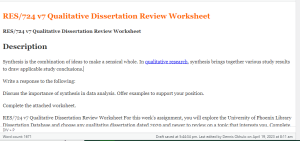 RES 724 v7 Qualitative Dissertation Review Worksheet