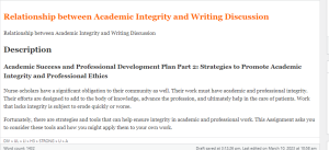 Relationship between Academic Integrity and Writing Discussion