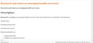 Research and select an emerging health care issue