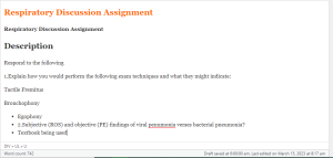 Respiratory Discussion Assignment