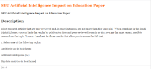SEU Artificial Intelligence Impact on Education Paper