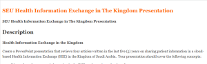 SEU Health Information Exchange in The Kingdom Presentation