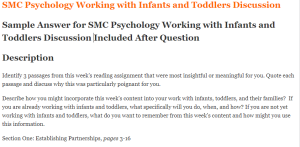 SMC Psychology Working with Infants and Toddlers Discussion