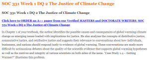 SOC 331 Week 1 DQ 2 The Justice of Climate Change