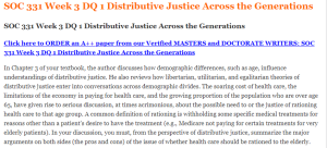 SOC 331 Week 3 DQ 1 Distributive Justice Across the Generations