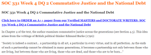 SOC 331 Week 4 DQ 2 Commutative Justice and the National Debt