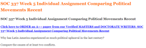 SOC 337 Week 5 Individual Assignment Comparing Political Movements Recent