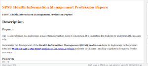 SPSU Health Information Management Profession Papers