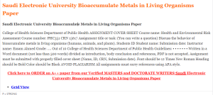 Saudi Electronic University Bioaccumulate Metals in Living Organisms Paper