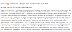 Sociology of health, illness, and health care PHC 181