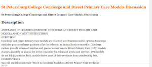 St Petersburg College Concierge and Direct Primary Care Models Discussion