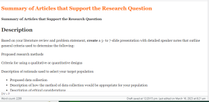 Summary of Articles that Support the Research Question