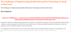The Challenges of Implementing Health Information Technology in Saudi Arabia Essay