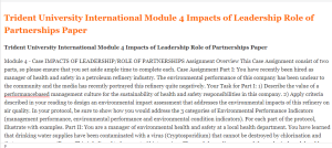 Trident University International Module 4 Impacts of Leadership Role of Partnerships Paper