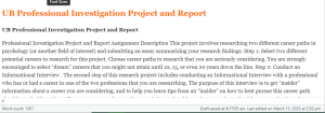 UB Professional Investigation Project and Report