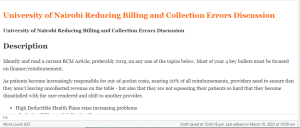 University of Nairobi Reducing Billing and Collection Errors Discussion