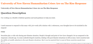 University of New Haven Humanitarian Crises Are on The Rise Response