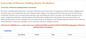 University of Phoenix Staffing Matrix Worksheet