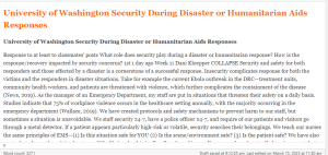 University of Washington Security During Disaster or Humanitarian Aids Responses