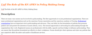 UoP The Role of the RN APRN in Policy Making Essay