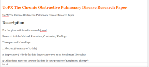 UoPX The Chronic Obstructive Pulmonary Disease Research Paper