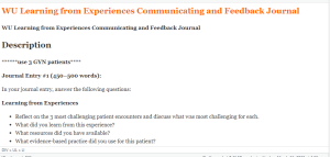 WU Learning from Experiences Communicating and Feedback Journal