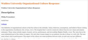 Walden University Organizational Culture Response