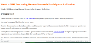 Week 1 NIH Protecting Human Research Participants Reflection
