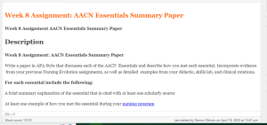 Week 8 Assignment AACN Essentials Summary Paper