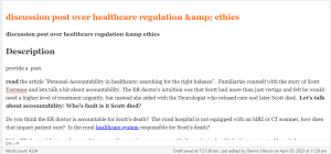 discussion post over healthcare regulation &amp ethics
