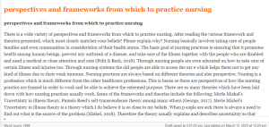 perspectives and frameworks from which to practice nursing