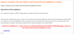 select a country of your choice and research its healthcare system.