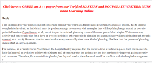NR 500NP Week 1: The Value of a Master's-Prepared Nurse