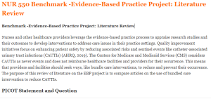 Benchmark -Evidence-Based Practice Project Literature Review