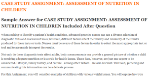 CASE STUDY ASSIGNMENT ASSESSMENT OF NUTRITION IN CHILDREN