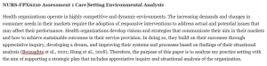 NURS-FPX6210 Assessment 1 Care Setting Environmental Analysis