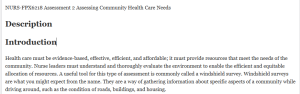 NURS-FPX6218 Assessment 2 Assessing Community Health Care Needs