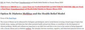 PSY 361 Week 5 Final Paper Transtheoretical and Health Belief Models in Chronic Illness NEW