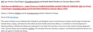 PSY 361 Week 5 Final Paper Transtheoretical and Health Belief Models in Chronic Illness NEW