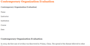 Contemporary Organization Evaluation