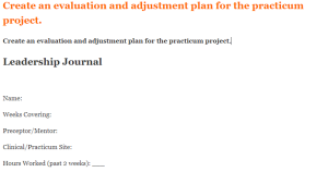 Create an evaluation and adjustment plan for the practicum project.