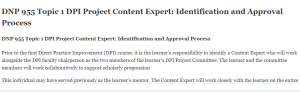 DNP 955  DPI Project Content Expert Identification and Approval Process