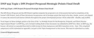 DNP 955  DPI Project Proposal Strategic Points Final Draft