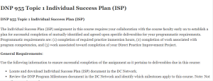 DNP 955  Individual Success Plan ISP