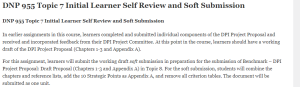 DNP 955 Topic 7 Initial Learner Self Review and Soft Submission