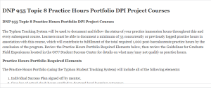 DNP 955 Topic 8 Practice Hours Portfolio DPI Project Courses